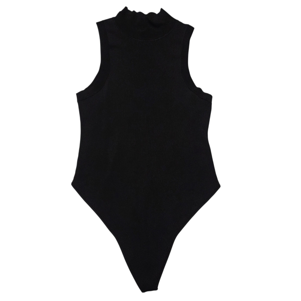 Good American Body Suit Mock Neck Ribbed Sweater Bodysuit Black Size 4X 7 - Picture 2 of 6